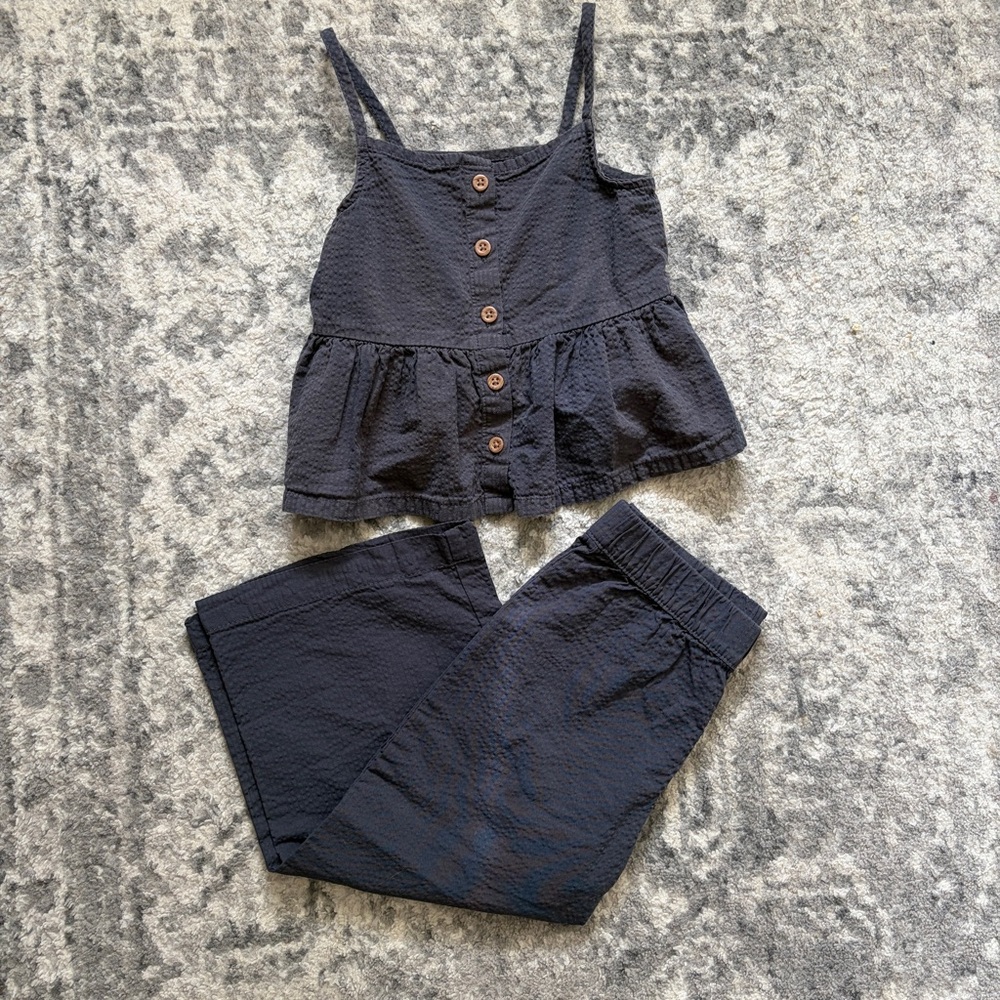 Girls crinkle tank top and pants set